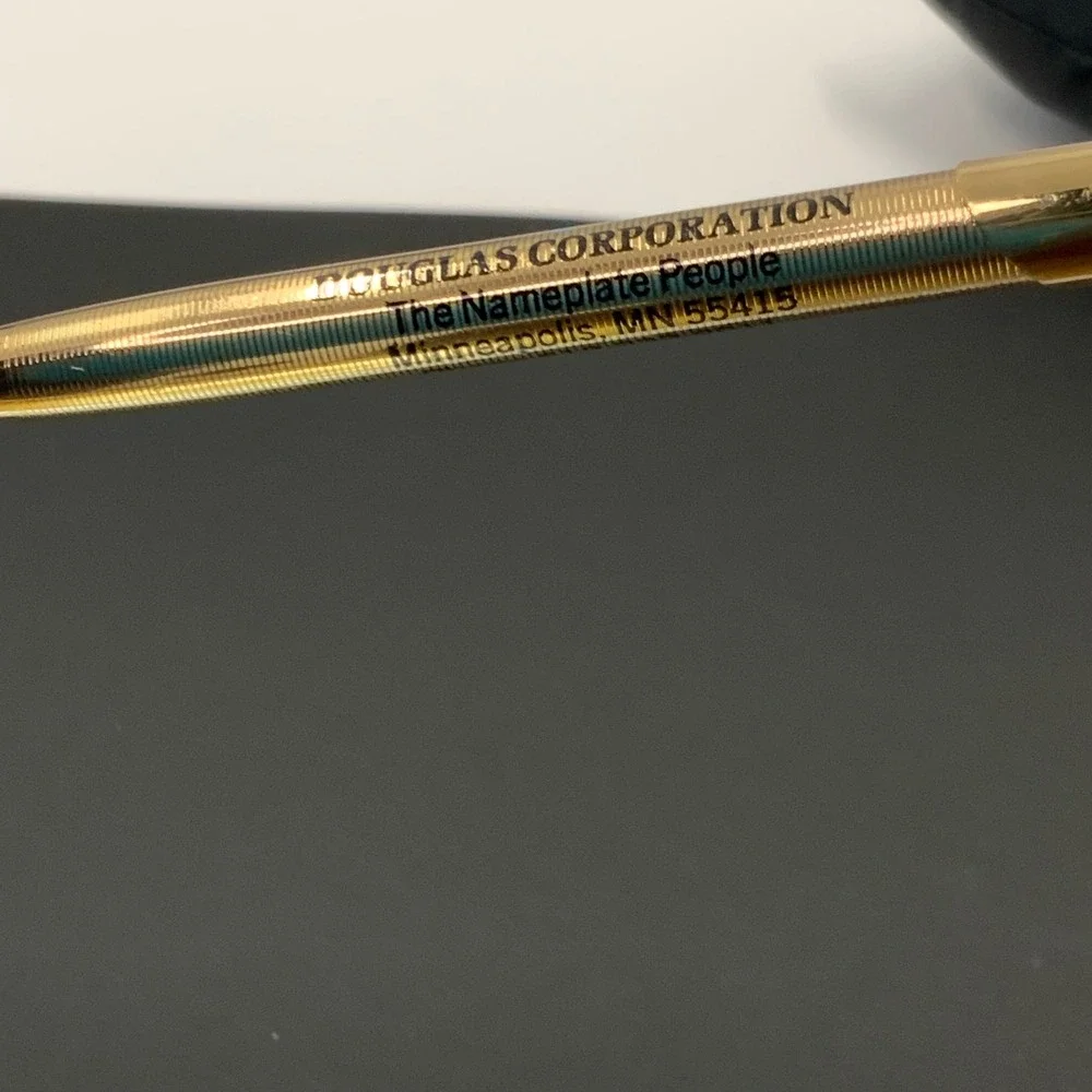 Vintage Ready-Riter Gold Tone Ballpoint Pen Douglas Corporation Advertising USA